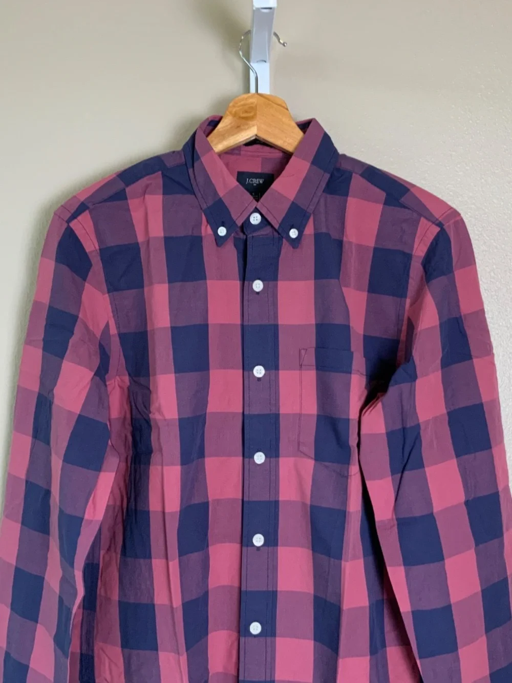 J. Crew Factory Gingham Buffalo Check Slim Washed Button Down Oxford Shirt